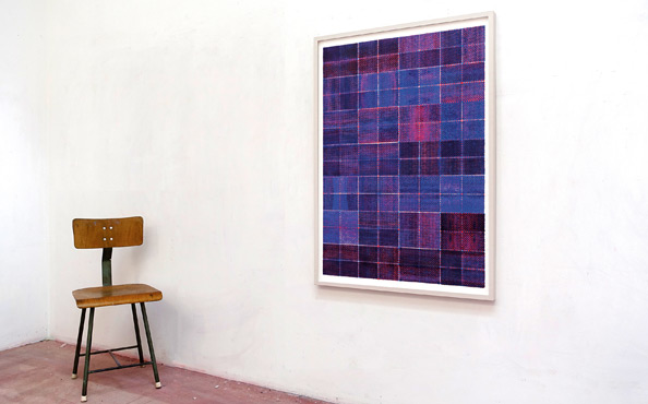 © Atelier Serena Amrein. vierfach rot-blau 3. 2024, Tinte auf Papier, 119 × 84 cm, paper position berlin, 30. April — 3. Mai 2026, vertreten von edition & galerie Hoffmann, Friedberg (D) © Foto Serena Amrein (D)